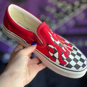 Vans Slip On Red Checker Flames